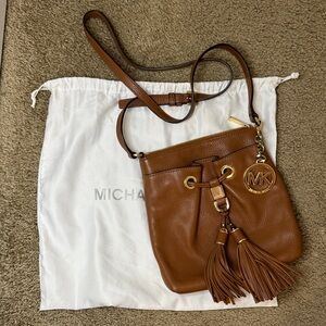Michael Kors Tan Leather Crossbody Bag with Tassels